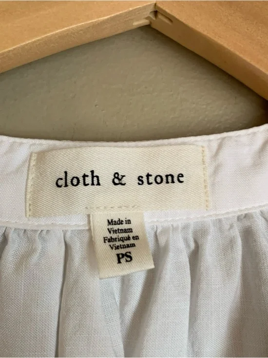 Cloth & Stone White Tencel Lyocell Peasant Blouse Petite Small Prairie Cottage - Picture 6 of 8